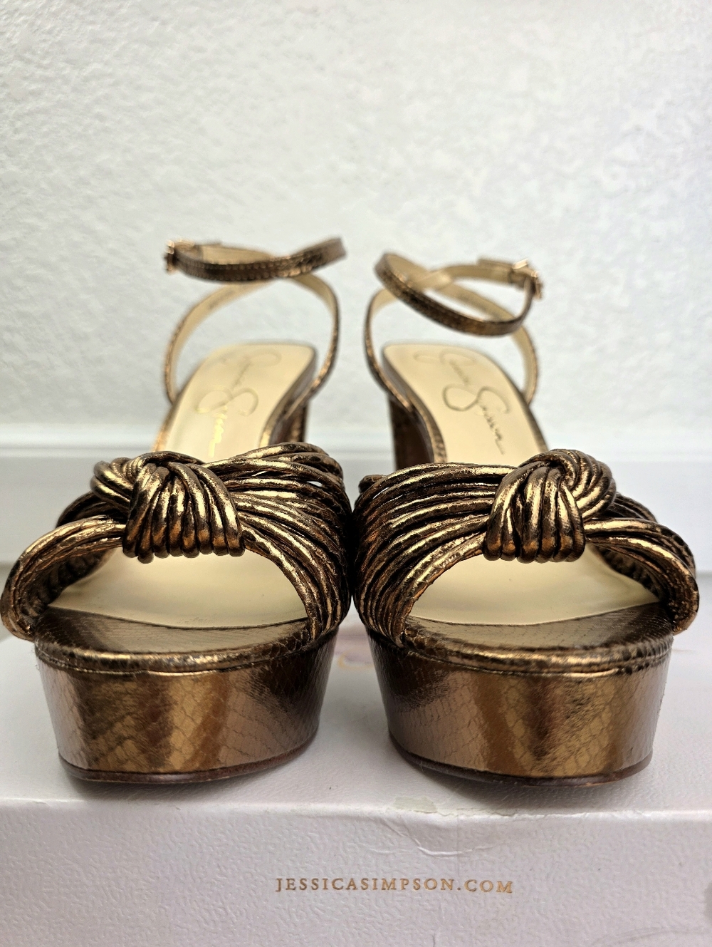 Jessica Simpson Immie Knotted Platform Sandals Bronze - Picture 14 of 14
